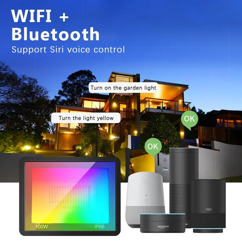 RGB TUYA Floodlight Smart APP  - đánh giá và giá Smart Garden Drawing